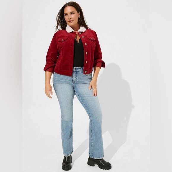 Torrid Corduroy Sherpa Collar Trucker Jacket Size 1 - Picture 2 of 16